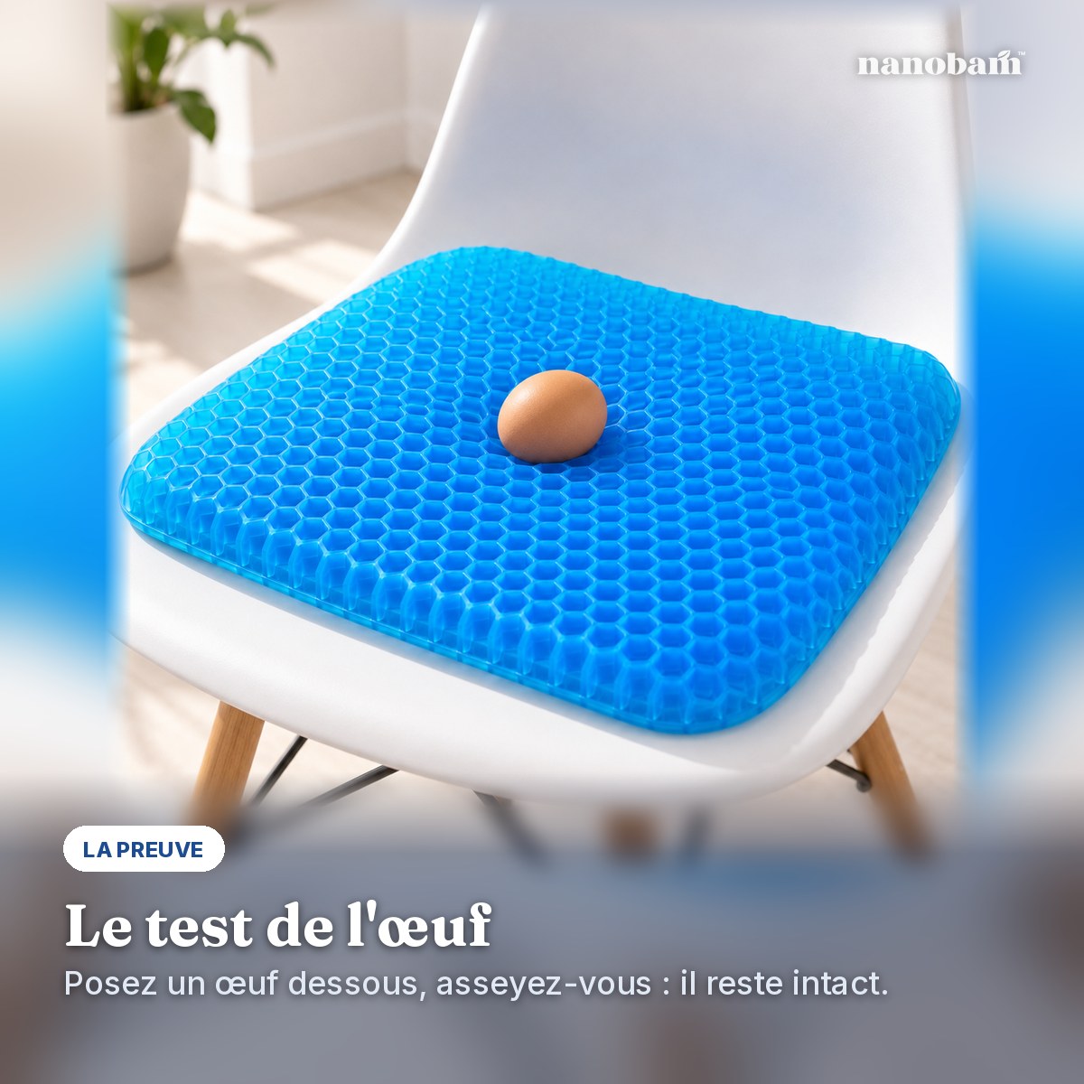 Test de l'œuf sur le coussin gel NANOBAM